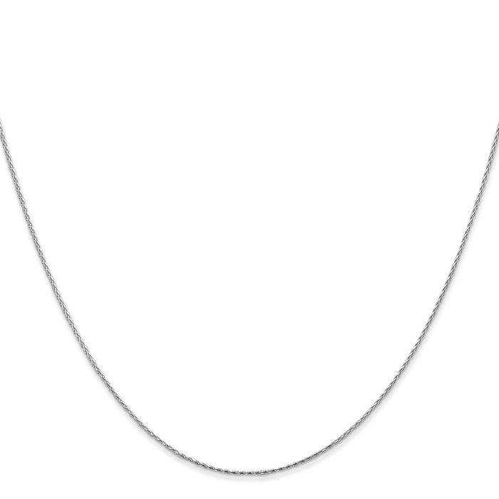 14K Solid White Gold 0.8mm Parisian Spiga Wheat Link Chain Necklace