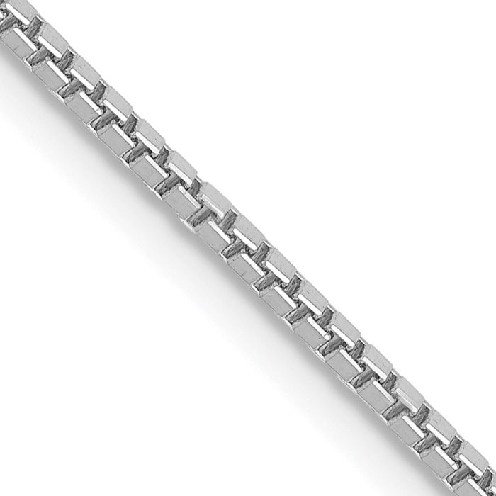 14K Solid White Gold 1.4mm Box Link Chain Necklace