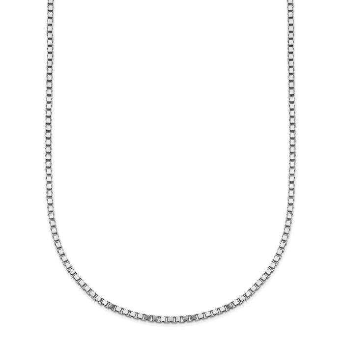 14K Solid White Gold 1.4mm Box Link Chain Necklace