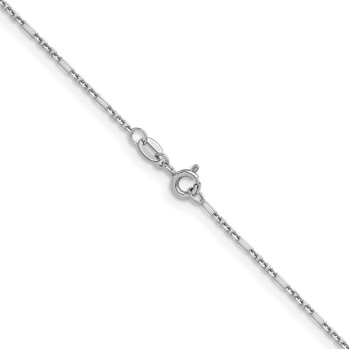 14K Solid White Gold 1.4mm Figaro Link Chain Necklace