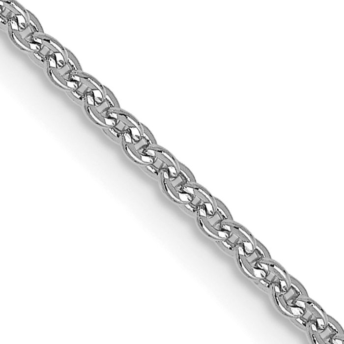 14K Solid White Gold 1.4mm Cable Rolo Link Chain Belcher Necklace