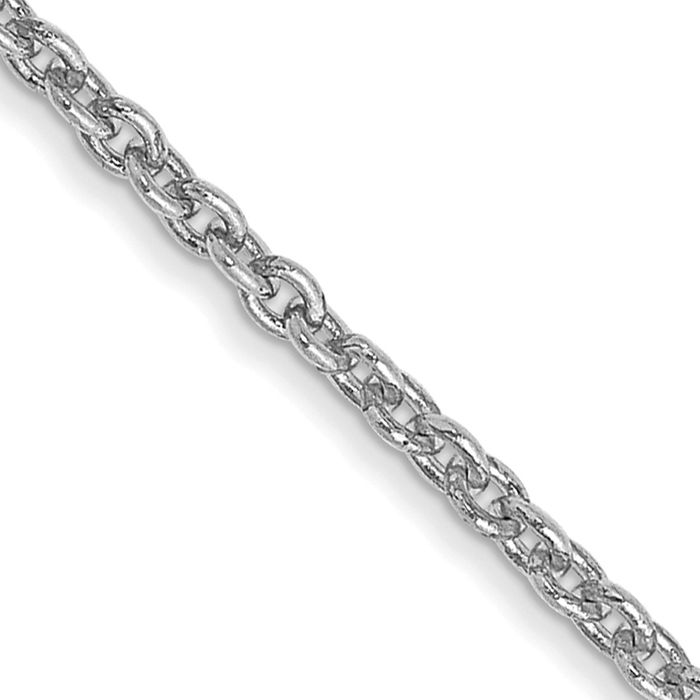 14K Solid White Gold 1.4mm Forzantine Cable Rolo Link Chain Belcher Necklace