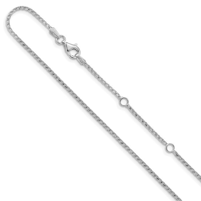 14K Solid White Gold 1.4mm Franco Adjustable Chain Necklace