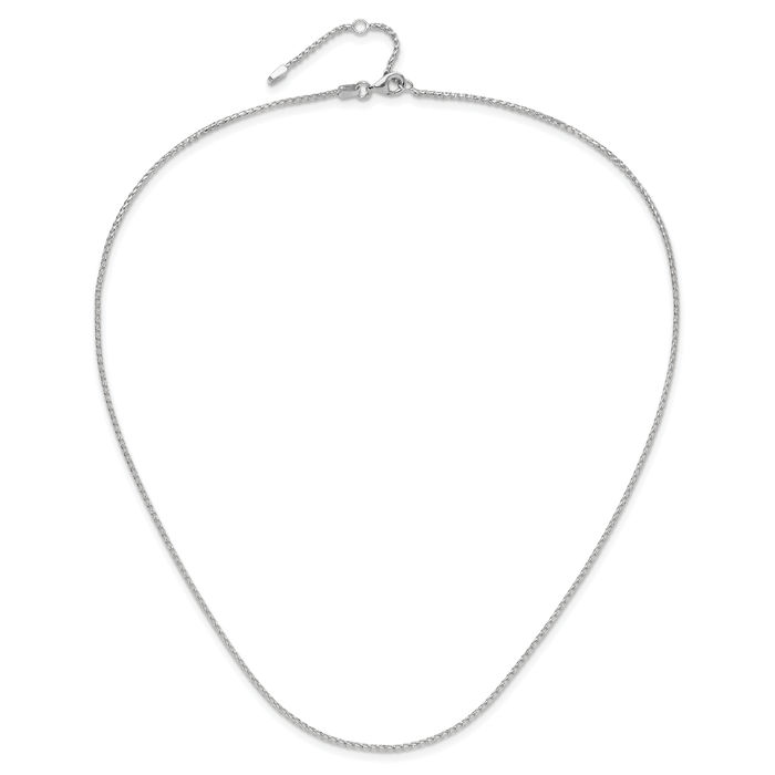 14K Solid White Gold 1.4mm Franco Adjustable Chain Necklace