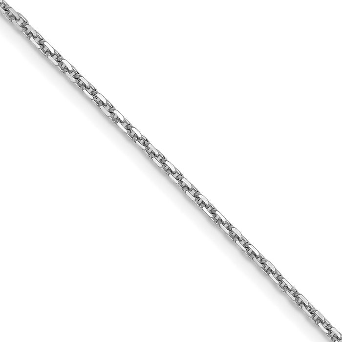 14K Solid White Gold 1.4mm Cable Rolo Link Chain Belcher Necklace