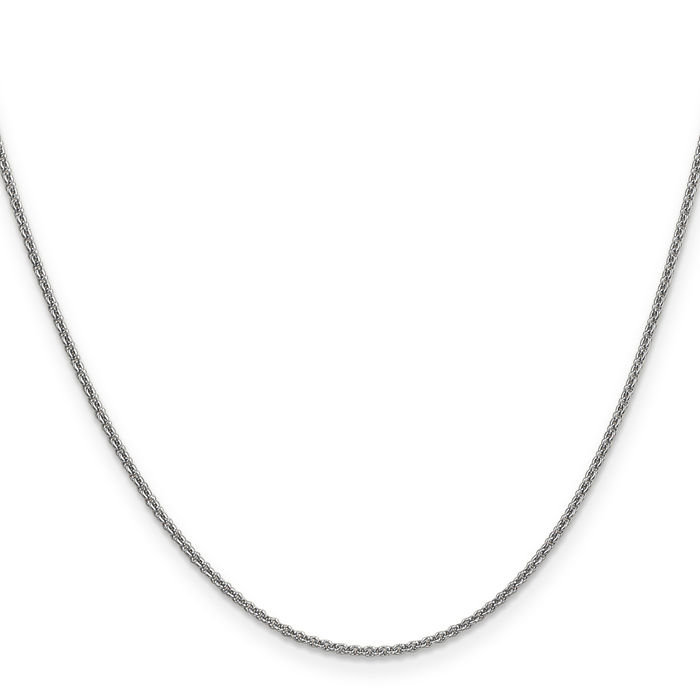 14K Solid White Gold 1.4mm Round Cable Rolo Link Chain Belcher Necklace