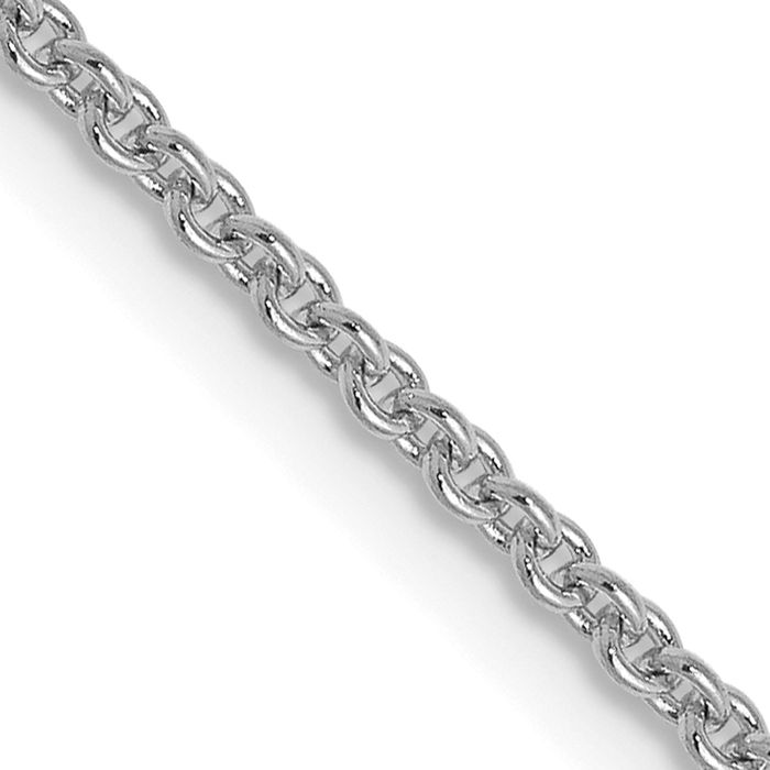 14K Solid White Gold 1.4mm Round Cable Rolo Link Chain Belcher Necklace