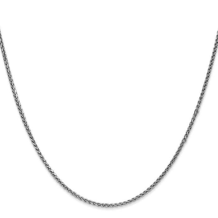 14K Solid White Gold 1.4mm Spiga Wheat Link Chain Necklace