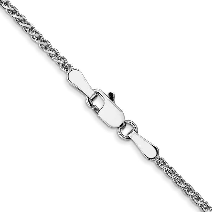 14K Solid White Gold 1.4mm Spiga Wheat Link Chain Necklace