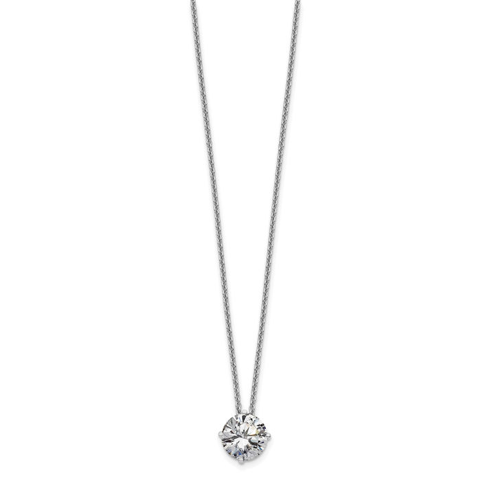 14K Solid White Gold 7.5mm Round Moissanite Solitaire Chain Necklace