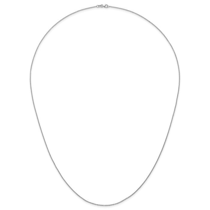 14K Solid White Gold 1.5mm Cable Rolo Link Chain Belcher Necklace