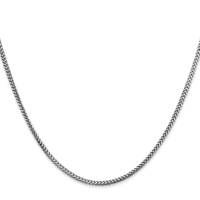 14K Solid White Gold 1.5mm Franco Link Chain Necklace