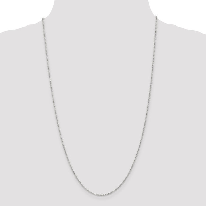 14K Solid White Gold 1.5mm Rope Chain Twisted Link Necklace