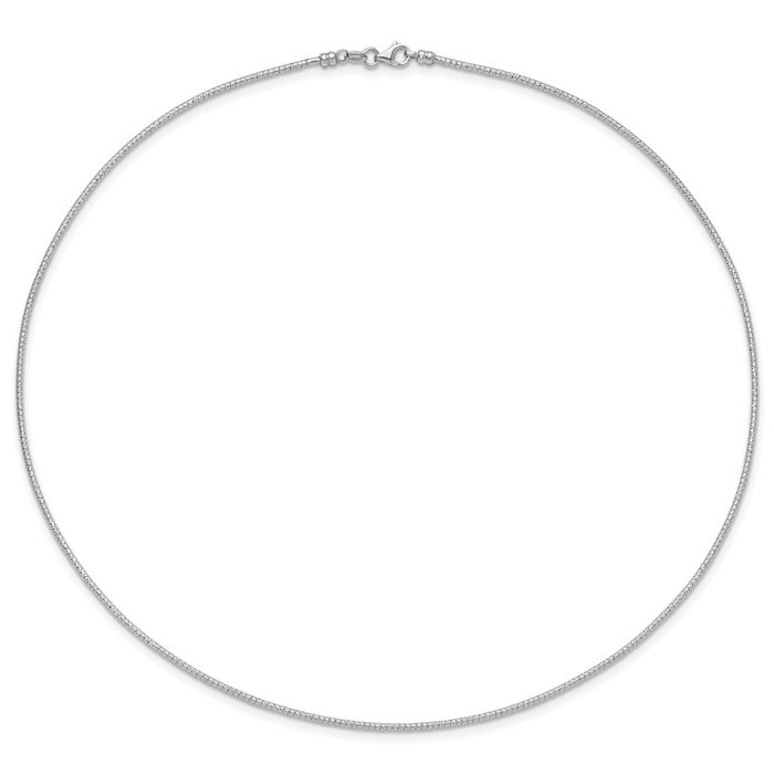 14K Solid White Gold 1.5mm Neck Collar Neckwire Chain Cuff Choker Necklace