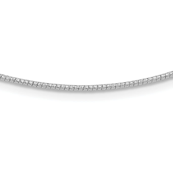 14K Solid White Gold 1.5mm Neck Collar Neckwire Chain Cuff Choker Necklace