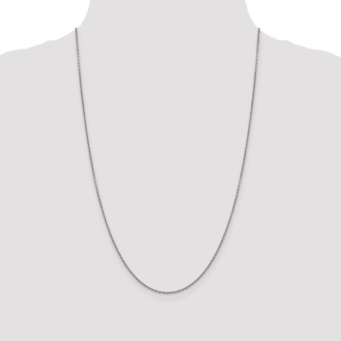 14K Solid White Gold 1.5mm Cable Rolo Link Chain Belcher Necklace