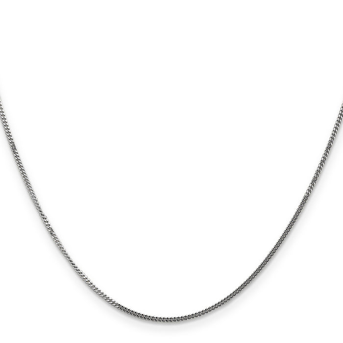 14K Solid White Gold 1.4mm Curb Link Chain Necklace