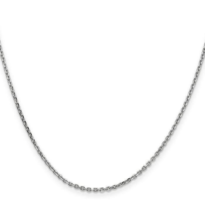 14K Solid White Gold 1.65mm Cable Rolo Link Chain Belcher Necklace