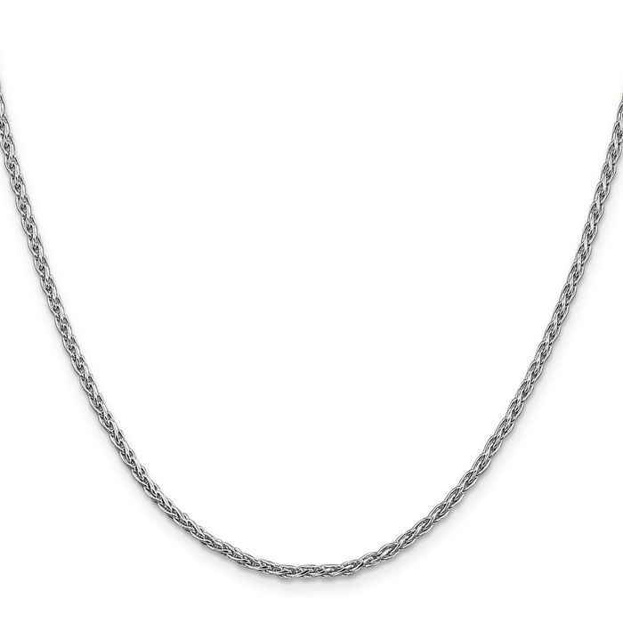 14K Solid White Gold 2.25mm Parisian Spiga Wheat Link Chain Necklace