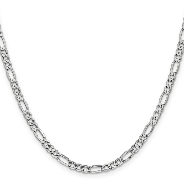 14K Solid White Gold 4.4mm Figaro Link Chain Necklace