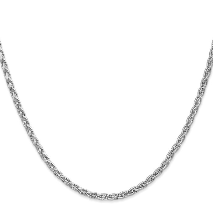 14K Solid White Gold 4mm Parisian Spiga Wheat Link Chain Necklace