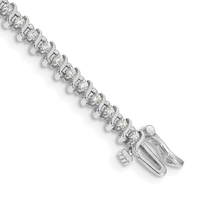 14K Solid White Gold 1.6mm Diamond Tennis Bracelet