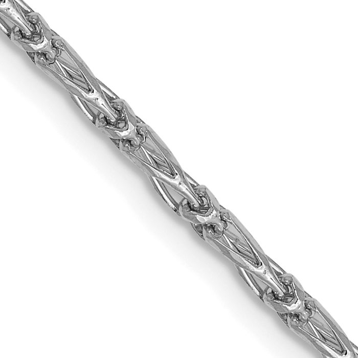 14K Solid White Gold 1.6mm Long Link Franco Chain Necklace