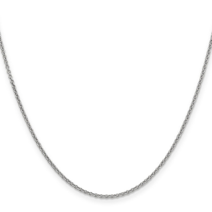 14K Solid White Gold 1.6mm Round Cable Rolo Link Chain Belcher Necklace