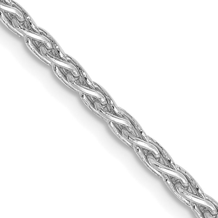 14K Solid White Gold 2.25mm Parisian Spiga Wheat Link Chain Necklace