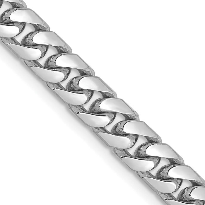 14K Solid White Gold 5mm Miami Cuban Curb Link Chain Necklace