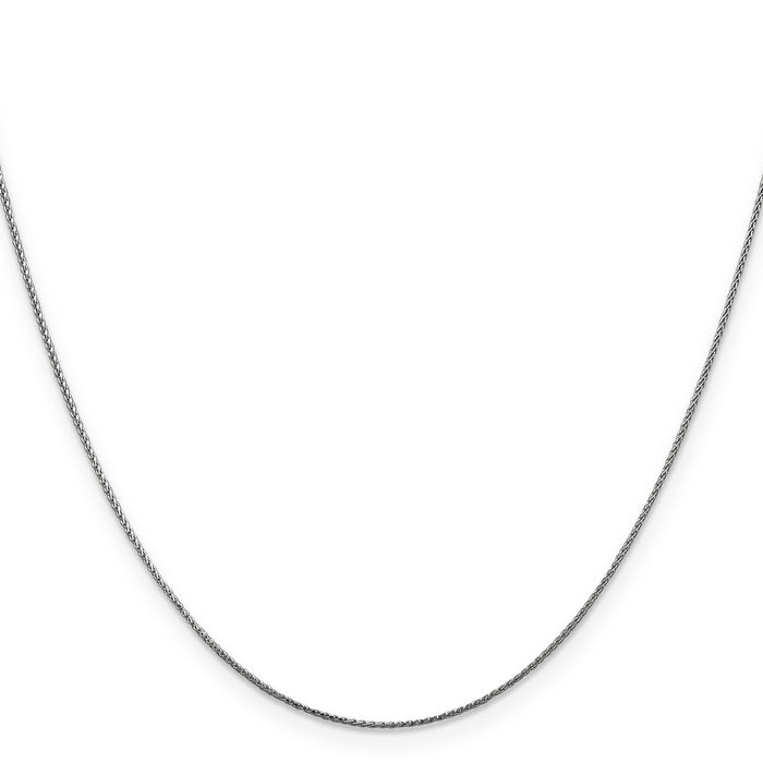 14K Solid White Gold 0.85mm Spiga Wheat Link Chain Necklace