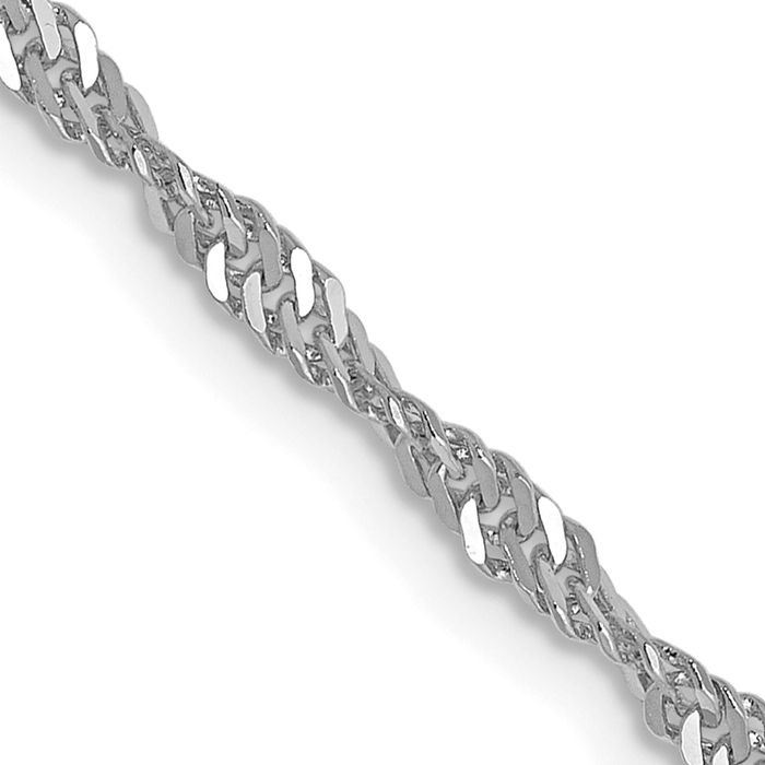 14K Solid White Gold 1.9mm Singapore Chain Necklace