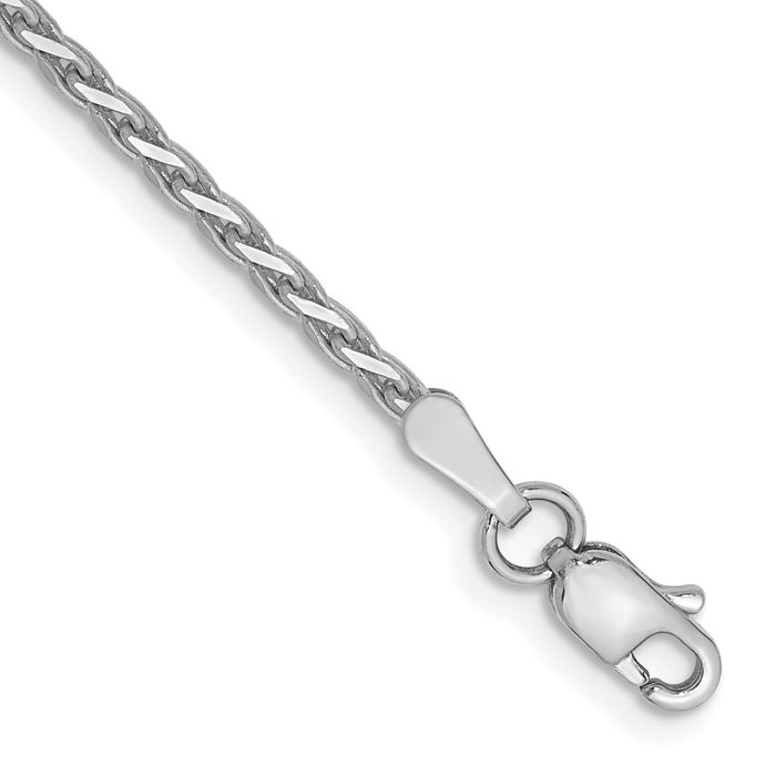 14K Solid White Gold 1.9mm Parisian Spiga Wheat Link Chain Bracelet - Picture 6 of 17