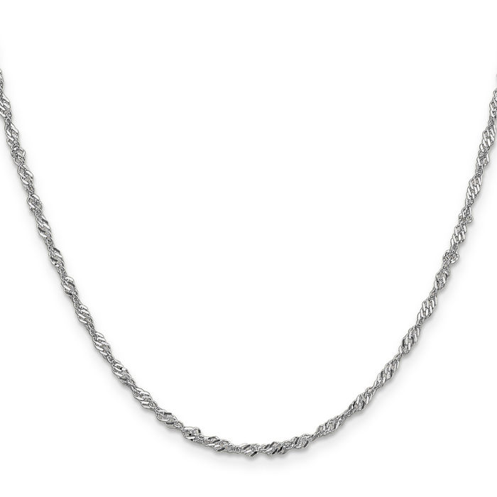 14K Solid White Gold 1.9mm Singapore Chain Necklace