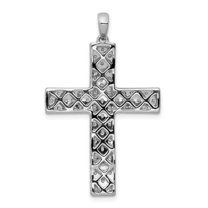 14K Solid White Gold Diamond Latin Mexican Holy Cross Necklace Religious Chain Pendant Jesus Christ Christian Charm