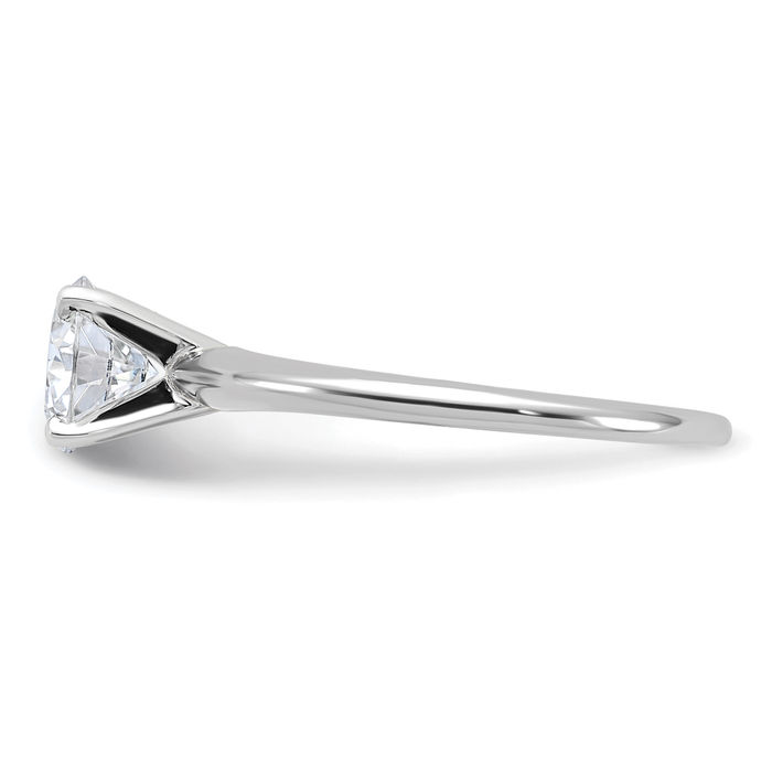 14K Solid White Gold Round Moissanite Solitaire Engagement Ring