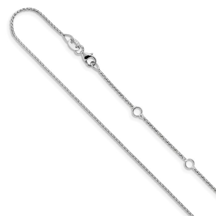 14K Solid White Gold 1mm Franco Adjustable Chain Necklace