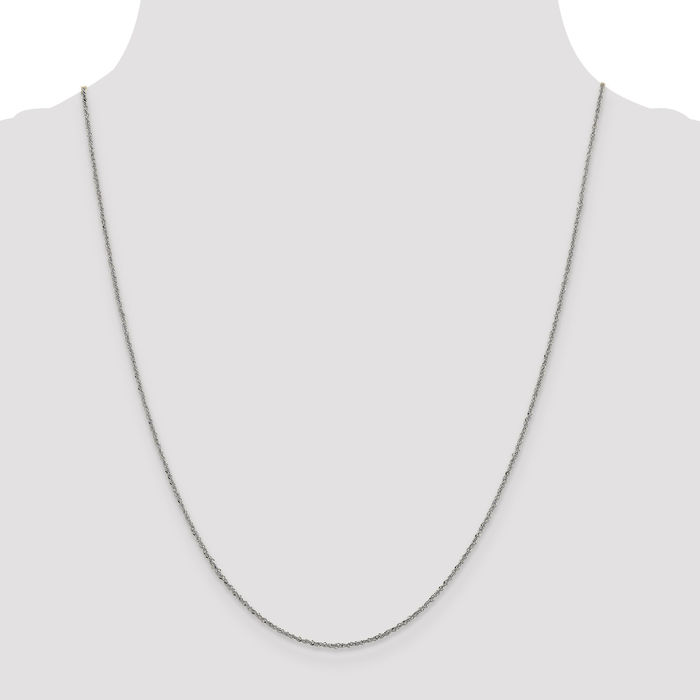 14K Solid White Gold 1mm Sparkle Singapore Chain Necklace