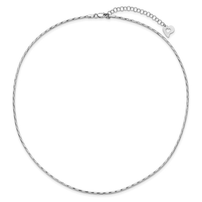 14K Solid White Gold Round Twisted Cubetto Omega Snake Chain Herringbone Necklace