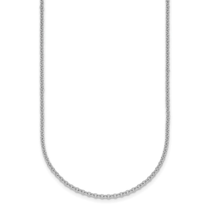 14K Solid White Gold 2mm Cable Rolo Link Chain Belcher Necklace