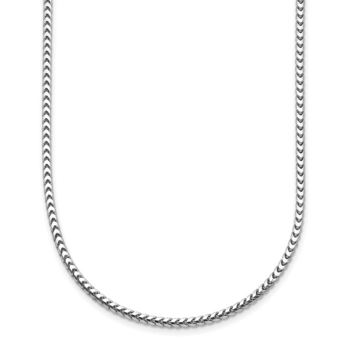 14K Solid White Gold 2mm Franco Link Chain Necklace