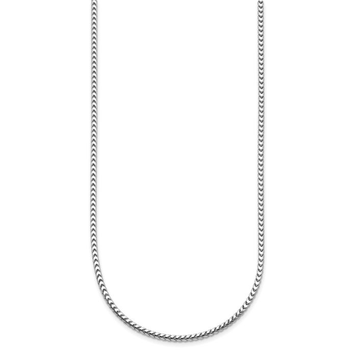 14K Solid White Gold 2mm Franco Link Chain Necklace