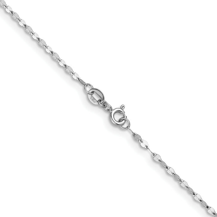 14K Solid White Gold 2mm Link Chain Necklace