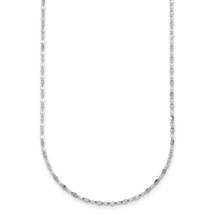 14K Solid White Gold 2mm Link Chain Necklace