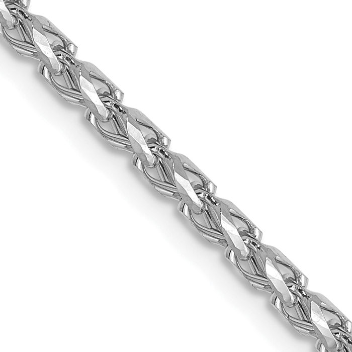 14K Solid White Gold 2.1mm Franco Link Chain Necklace