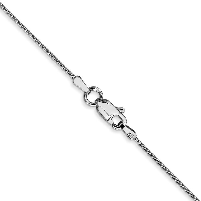 14K Solid White Gold 0.8mm Parisian Spiga Wheat Link Chain Necklace