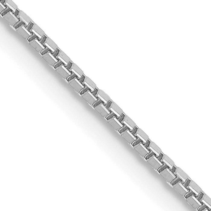 14K Solid White Gold 1.1mm Box Link Chain Necklace