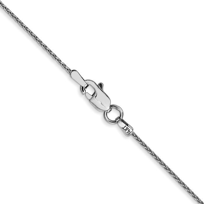 14K Solid White Gold 1mm Parisian Spiga Wheat Link Chain Necklace