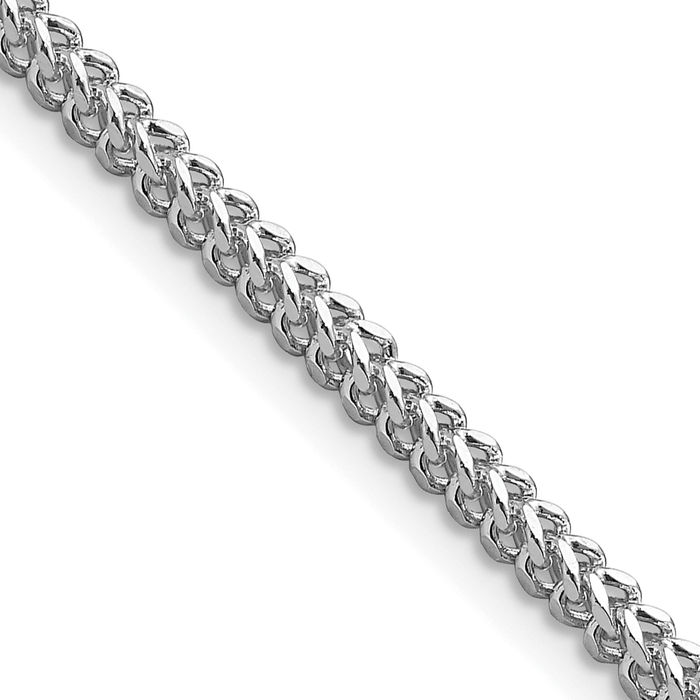 14K Solid White Gold 2.3mm Franco Link Chain Necklace