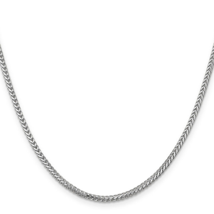 14K Solid White Gold 2mm Franco Link Chain Necklace